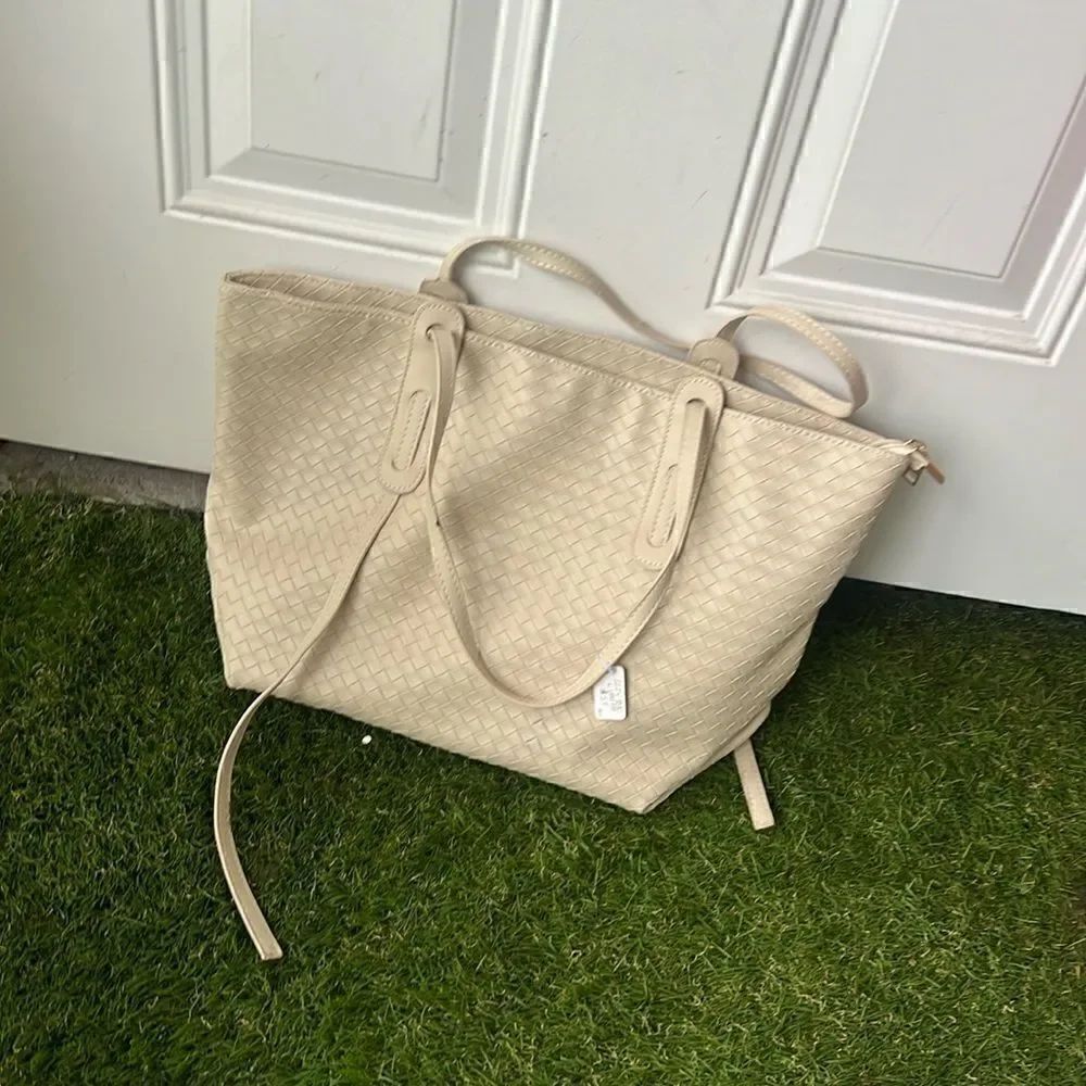 BRAND NEW - Creme Colored Leather Tote - Travel Bag - Purse - Small Tote